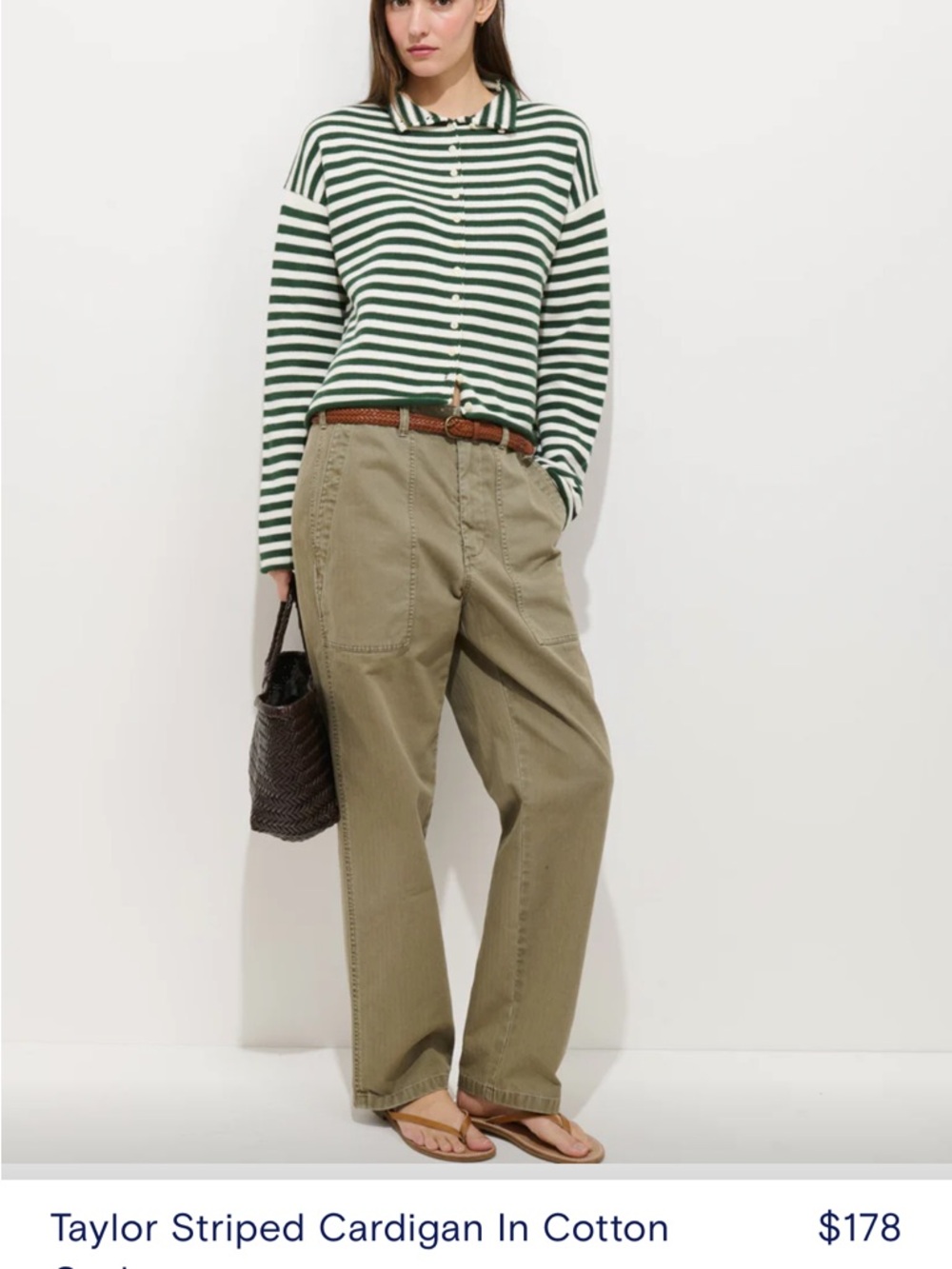 Alex Mill Green and White “Taylor Cardigan” - Picture 3 of 3